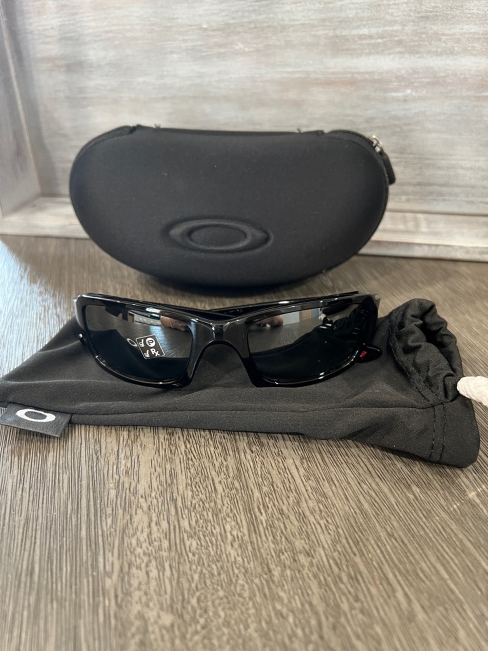 Oakley Glossy Black Sport Wrap Sunglasses